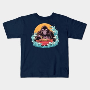 gorilla eat ramen Kids T-Shirt